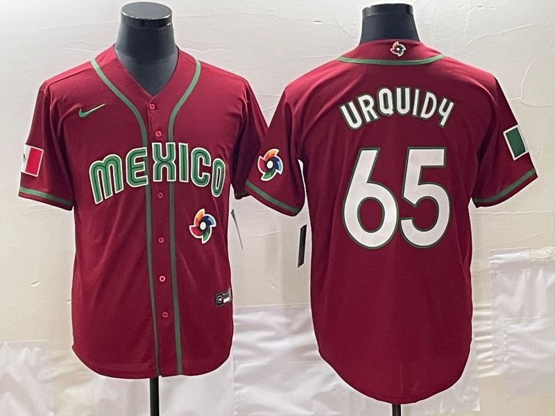 Men 2023 World Cub Mexico #65 Urquidu Red Nike MLB Jersey11->more jerseys->MLB Jersey